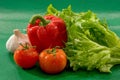 Vegetables - tomatoes, red pepper, paprika, garlic, lettuce Royalty Free Stock Photo
